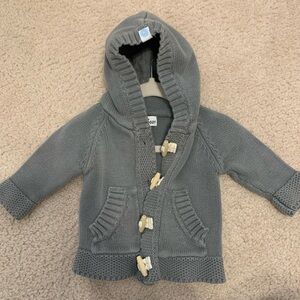 Beba Bean Gray Hooded Knit Cardigan hoodie with Toggle Buttons